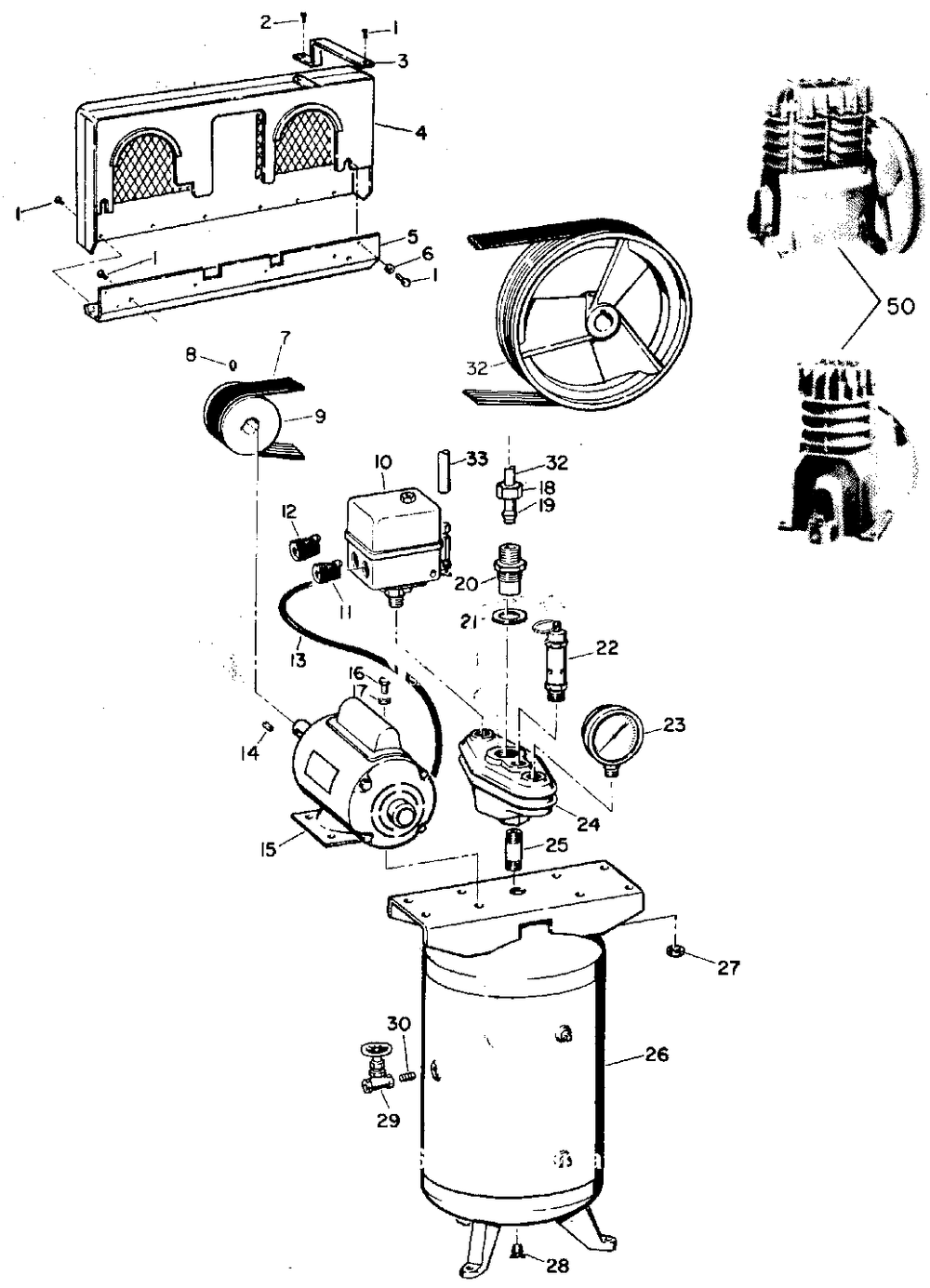 Air-Compressor Parts Diagram and Parts List for VS2439  Campbell Hausfeld Compressor